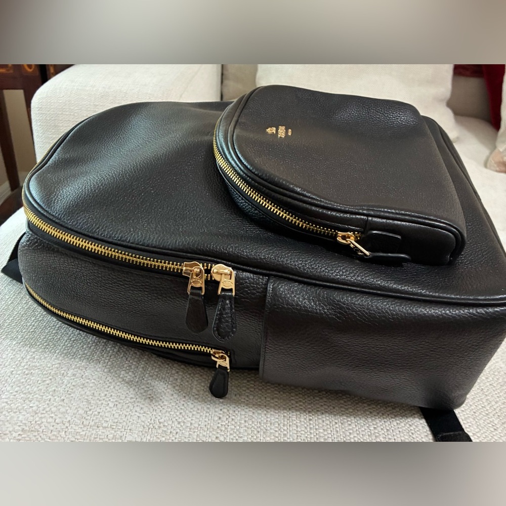 Coach EUC Black Leather Court Backpack with Gold Accents - Picture 5 of 16